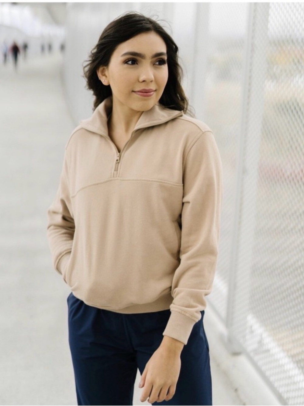 ZYIA Active Neutral Beige Quarter-Zip Pullover/ woman’s L